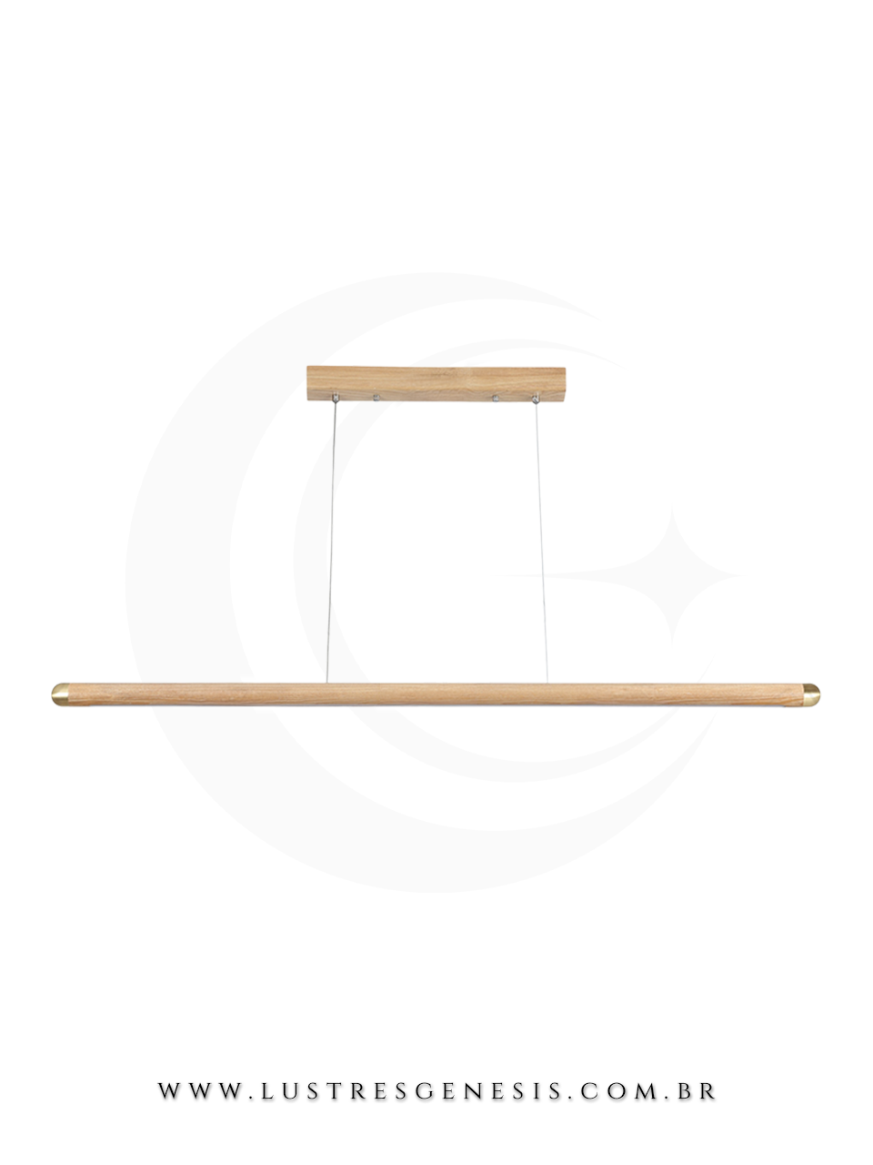 Lumin&aacute;ria Pendente Linear Madeira 150cm Retangular para Sala de Jantar e &Aacute;rea Gourmet 